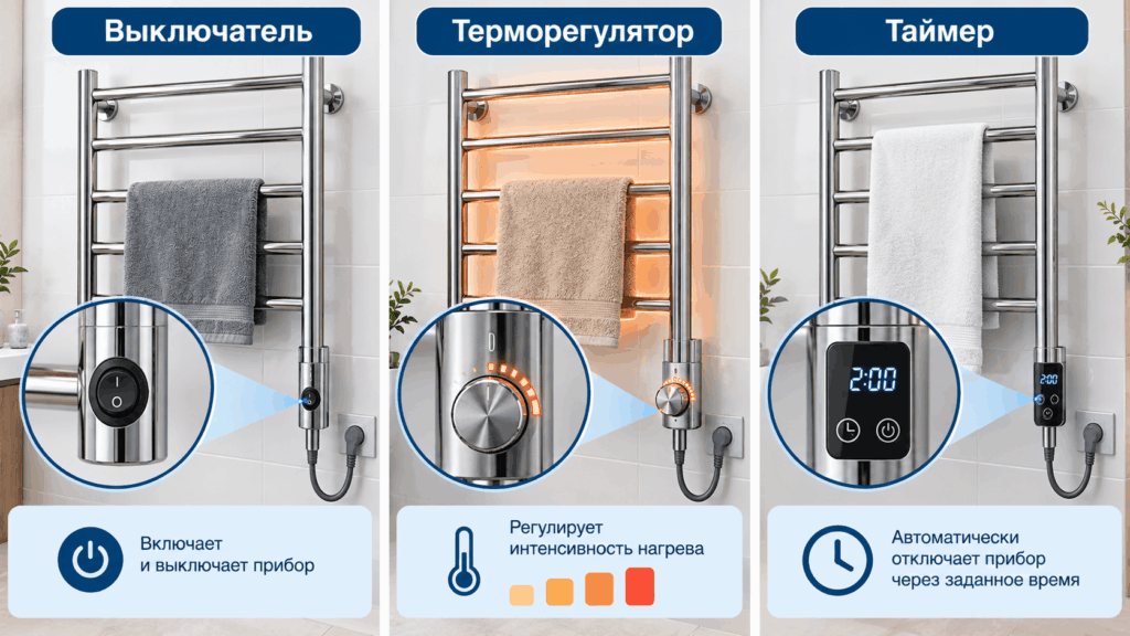 выключатель, терморегулятор и тайме